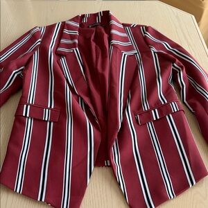 Striped Brick Red Women's Blazer